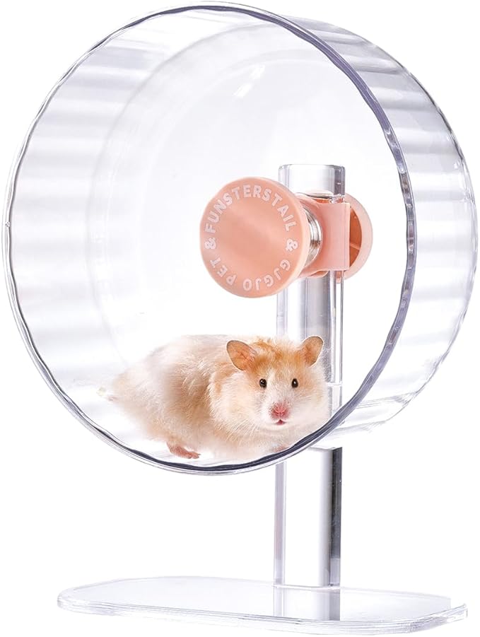 Super Silent Hamster Wheel 12 Inch, Magnetic Large Rat Wheel for Chinchilla, Gerbil, Guinea Pig, Cat, Mouse, Sugar Glider and Dwarf, Syrian Hamster Accessories (Peach Pink)