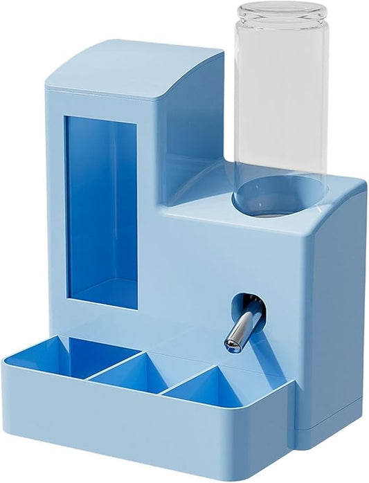 Gralara 3 in 1 Hamster Automatic Feeder Container Accessories Bowl Feeding Station Dispenser for Ferrets Patio Small Animal Terrace, Blue 120ml Bottle