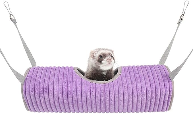 Ferret Tunnel Hanging Hammock Bed, Small Animal Rats Squirrel Toy - Purple
