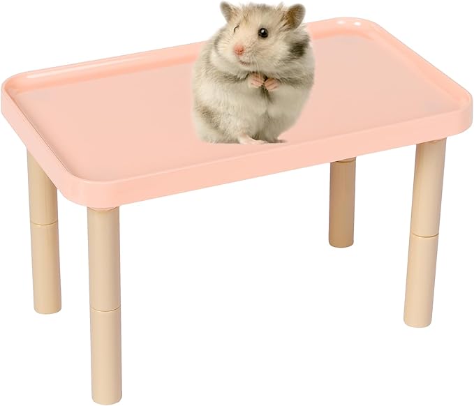 Hamster Platform - Cage Accessories and Play Decor for Dwarf Syrian Hamsters, Gerbils, Mice, Degus, and Other Small Pets (W9.8×L5.9×H3.5-6.1'',Pink)