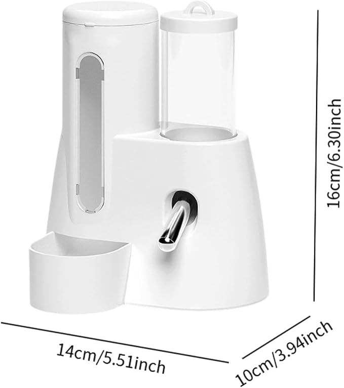 Baoblaze Automatic Hamster Feeder Food Dispenser Hamster Water Bottle Lightweight Clear Food Container for Ferrets Gerbils Chinchillas, White, 80ml