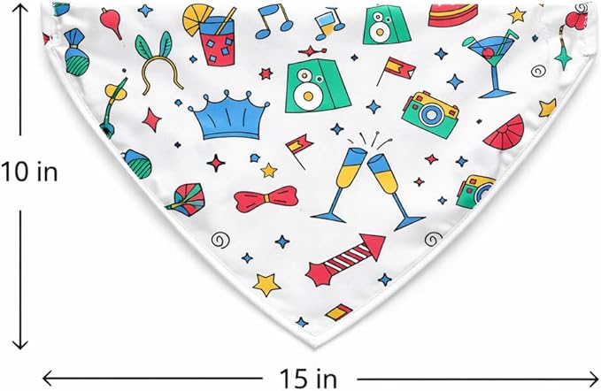 Luxury Satin Dog Bandana Slip-On Collar Style, Premium Pet Scarf for Medium, Large & XL Dogs Special Occasion Accessory for Dogs (Collar Not Included) (Medium - Extra Large, Birthday Luxe - Satin)