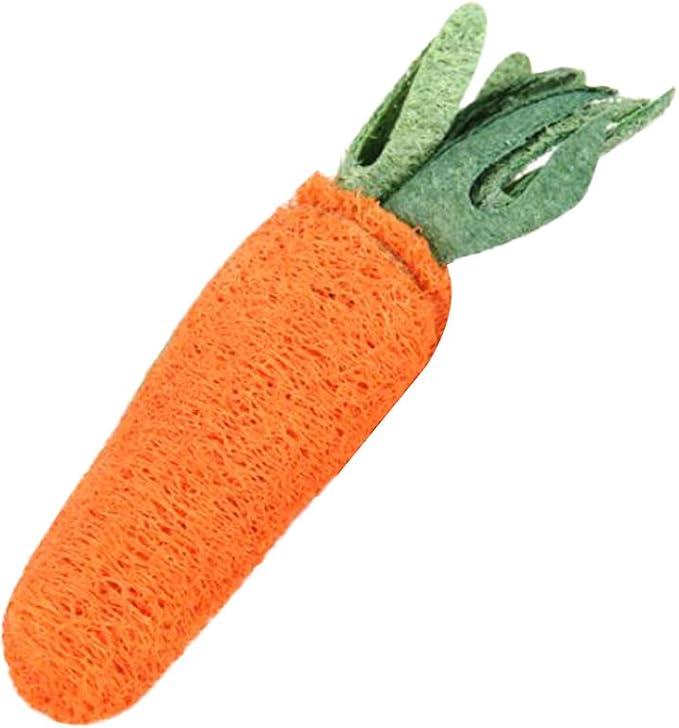 POPETPOP Rabbit Chew Toys - 2Pcs Carrot Shaped Hamster Toys Loofah Bunny Guinea Pig Bunny Chew Small Animal Chew for Chinchillas, Rat Teeth Cleaning