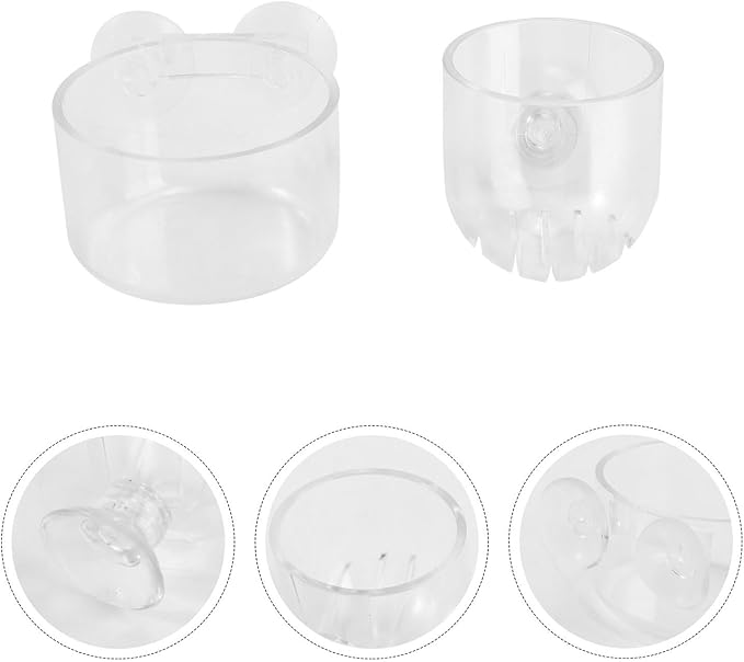 2pcs Aquarium Fish Feeder Floating Feeding Cup Set Acrylic Fish Food Container for Bloodworm and Brine Shrimp Large and Small Sizes
