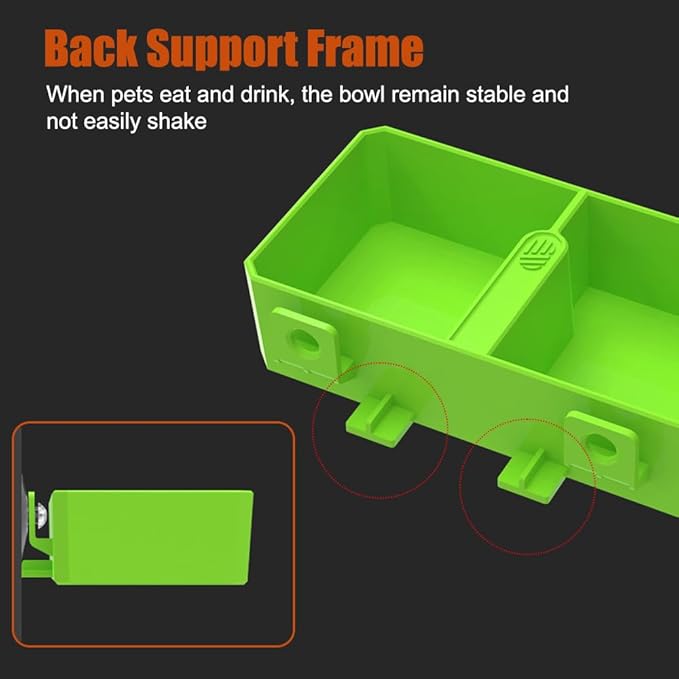 DONGKER Reptile Feeding Ledge,Square Dual-Compartment Reptile Water Food Bowl with 2 Suction Cup for Bearded Dragon Lizard Turtle Tortoise