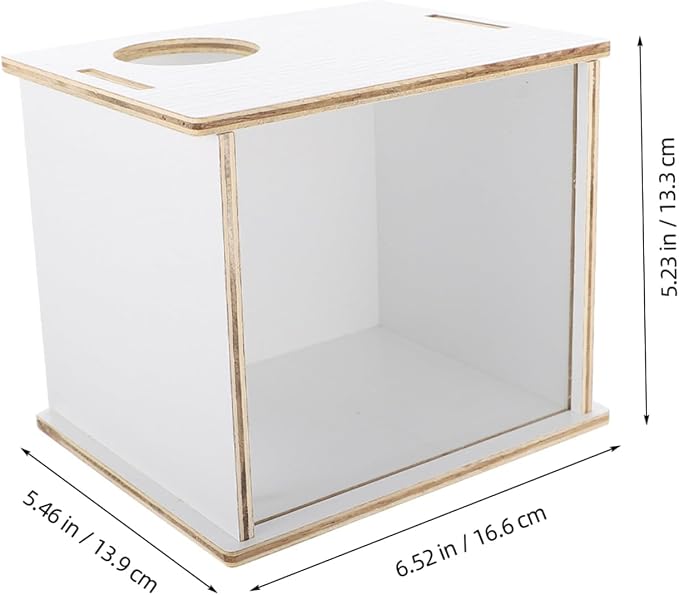 Garneck Household Multi-Function Wooden Chinchilla Bathtub Sand Bath Feature for Pets Transparent Design for Easy Cleaning for Hamsters and Guinea Pigs