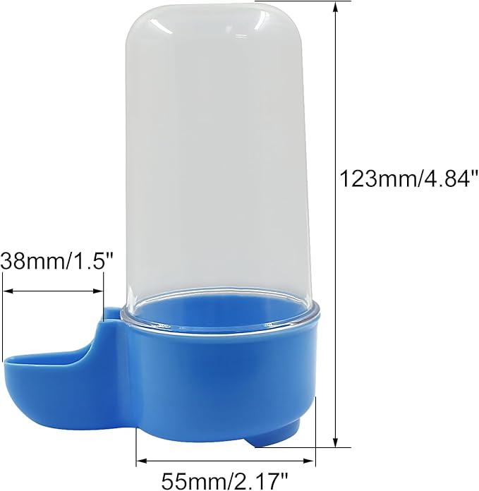 Uenhoy 4 Pcs Plastic Bird Feeder, 200ml/6.76 fl oz, For Parrots, Cockatiels, Budgies, Mice, Hamsters