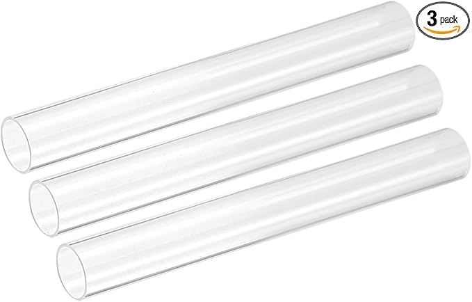 uxcell 3Pcs Clear Rigid Acrylic Pipe, 12mm(0.47") ID x 15mm(0.59") OD 6" Round Polycarbonate Tube Plastic Tubing for Plumbing, Lighting, Aquarium, DIY Projects