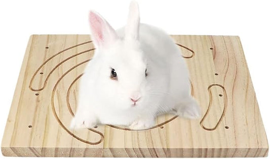 Litewoo Rabbit Scratch Board Foot Pad Mat Chew Toy Grinding Claws Teeth Natural Wood for Small Animal Rabbit Hamster Chinchilla Guinea Pig Ferret Gerbil Bunny Rat Cage Accessories (A)