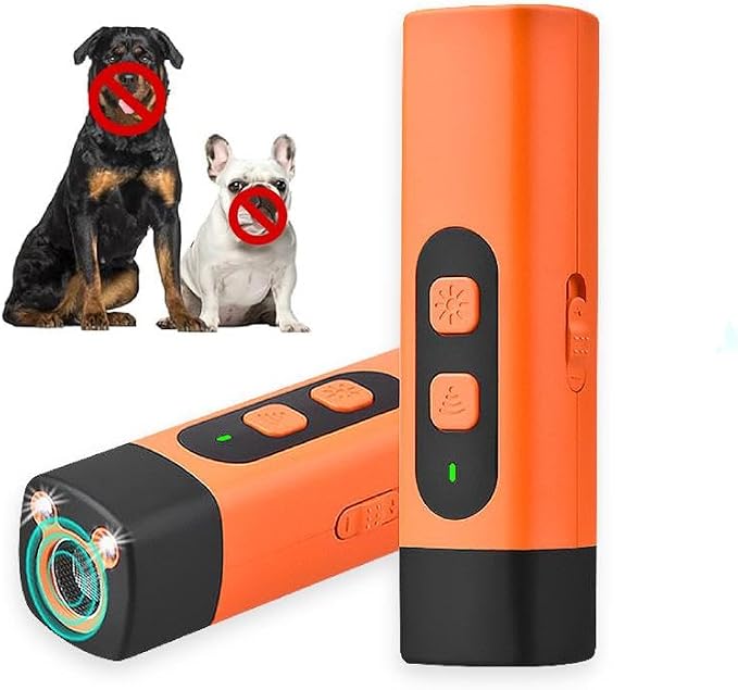 Professional Sonic Emitters Dog Training Tool Dog Bark Deterrent Device with LED Flashlight, 30ft Range Anti Bark Barking Dog Silencer,Rechargeable Portable Dog Barking Stopper