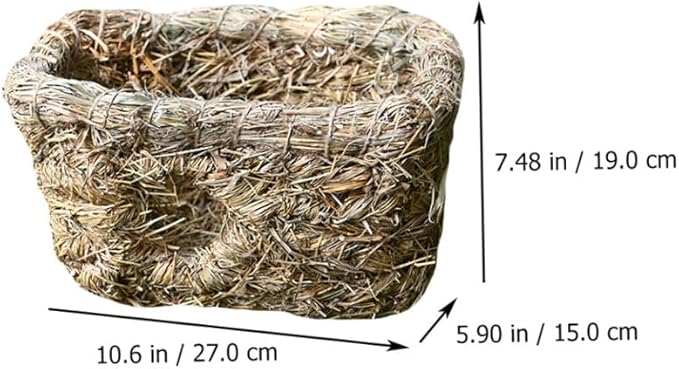 1Pc Hand-Woven Straw Double-Entrance Pet Nest Small Animal Sleeping House for Cats Rabbits and Guinea Pigs Indoor Cozy Habitat