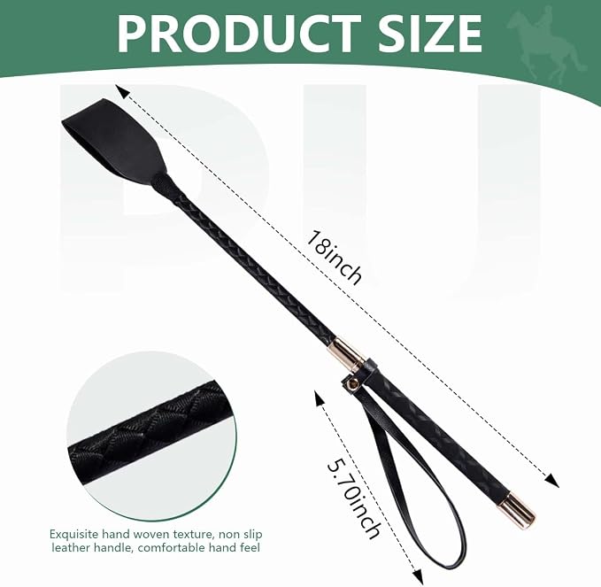 OBTANIM 18 Inch Riding Crop PU Leather Horse Whip Crop for Equestrian Horses