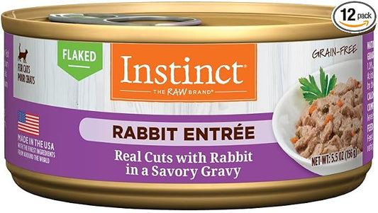 Instinct Flaked Entrée Wet Canned Cat Food - Rabbit, 5.5 Ounce (Pack of 12)