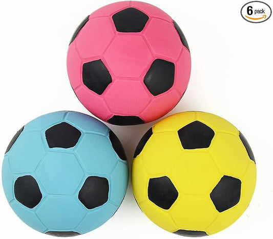 Squeaky Dog Ball, Soft Latex Rubber Squeaky Dog Toys for Small Dogs Puppies, Cute Bounce Squeak Toys Play Fetch Soccer Ball