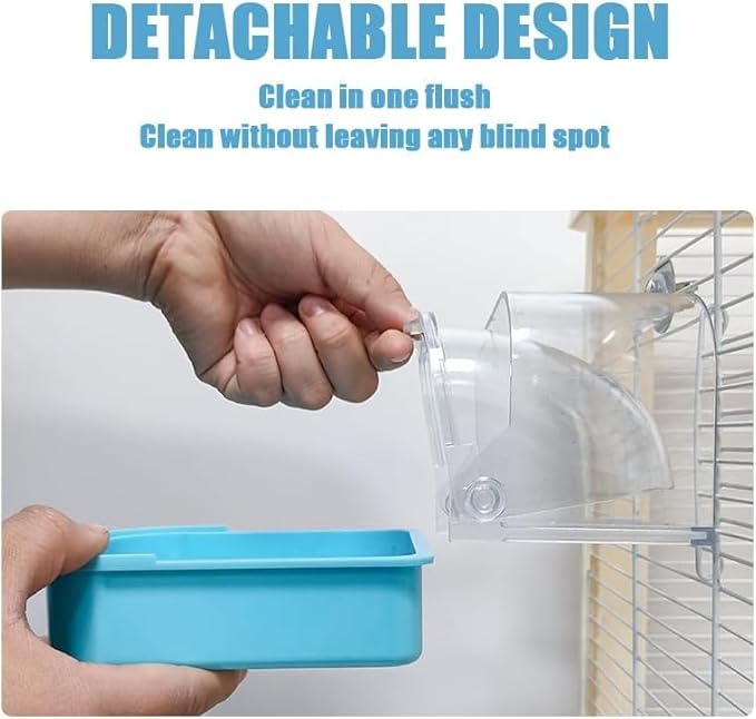 Bird Bath for Cage - Spacious Parakeet & Parrot Bathtub with Hanging Hooks, Portable Shower for Most Birdcages, Cleaning Pet Supply (Blue)
