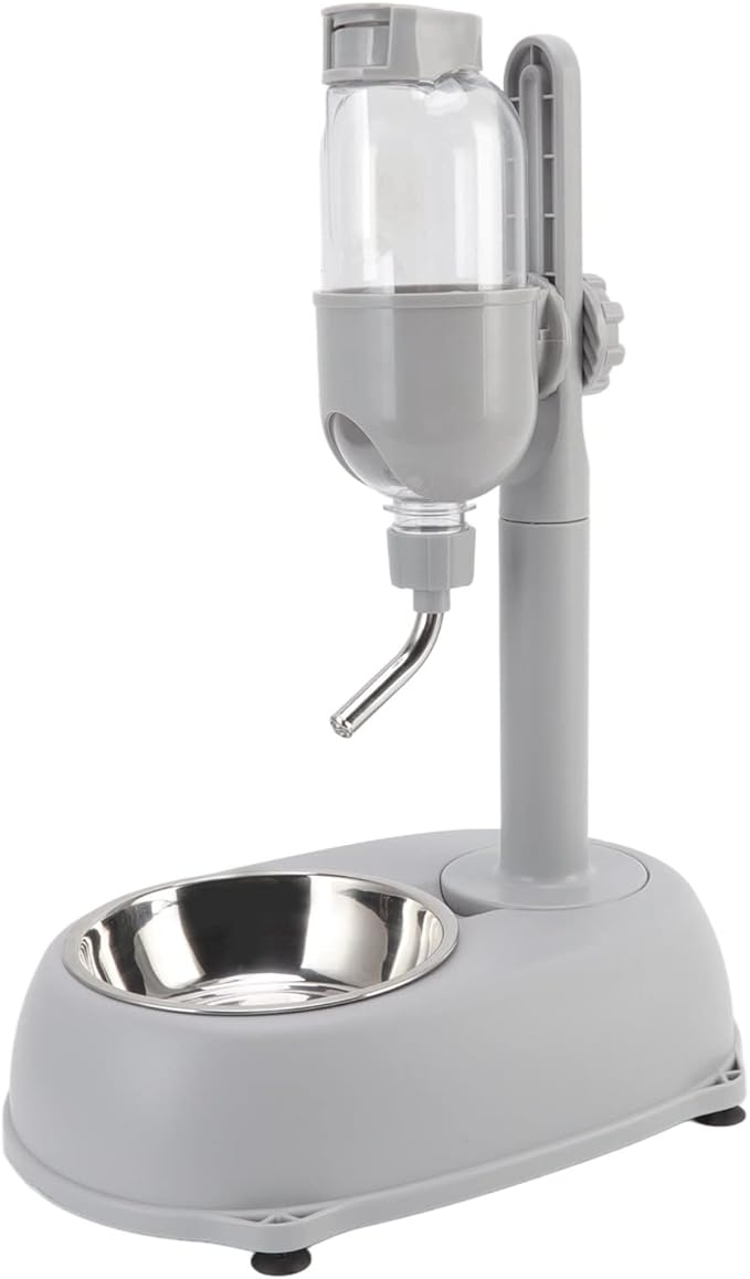 Dog Water Bottle with Bowl, 2 in 1 Water Bottle Stand Dispenser with Food Container Adjustable Pets Dog Bowl Feeder Drinking Bottle, for Cats Dogs Gerbil Rat Dwarf Hamster