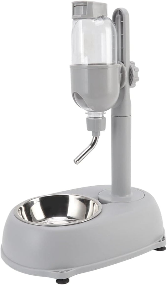 Dog Water Bottle with Bowl, 2 in 1 Water Bottle Stand Dispenser with Food Container Adjustable Pets Dog Bowl Feeder Drinking Bottle, for Cats Dogs Gerbil Rat Dwarf Hamster