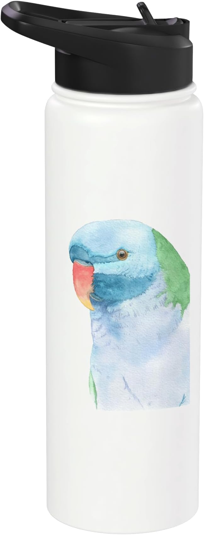 Red-brested moustached parakeet watercolor parrot portrait Stainless Steel Insulated Water Bottle