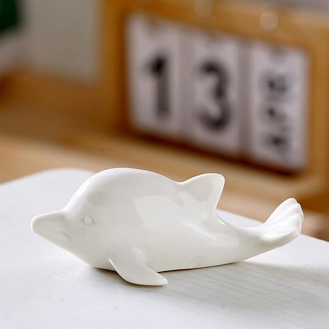 Multi-Purpose Ceramic Whale Ornament for Aquarium, Bonsai Landscape, Miniature Fairy Garden & Home Desk Decor (White)