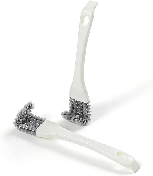 2 PCS Bird Cage Brushes with Scraper, 2-in-1 Birds Cage Cleaner Brush & Scoop with Long Handle and Curved Head for Cleaning Parrot & Pet Cages & Bird Perch (White)