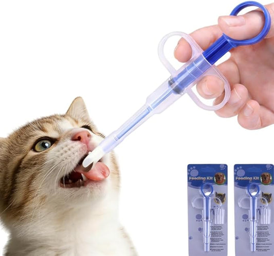 Ibluelover 2 Pcs Cat Dog Pill Shooter Pet Pill Water Feeder 2 Silicone Tips Syringes Puppy Tablet Feeding Dispenser Animals Feeding Tool Accessories for Cats Dogs Hamsters