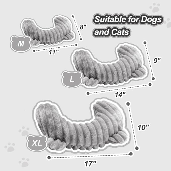 Jiupety Dog Calming Pillow, Soft and Neck-Friendly, Washable Pet Neck Pillows for Small Medium Large Dogs and Cats, 14" x 9", Gray