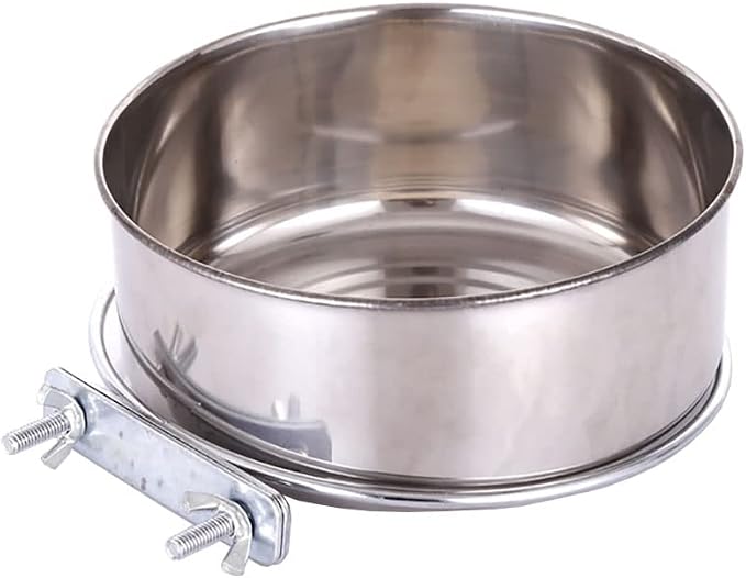 JiangYanus Stainless Steel Hanging Pet Bowls, Dog Crate Food and Water Bowl | Metal Coop Cups with Clamp Holder Detachable Cage Kennel Bowl Feeder Dish for Dogs Cats Birds Ferret Rabbit and Small Animals