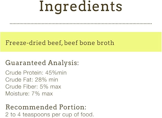 Herbsmith Bone Broth Kibble Seasoning - Freeze Dried Meat + Bone Broth Powder for Dogs - Beef - 3.35 oz