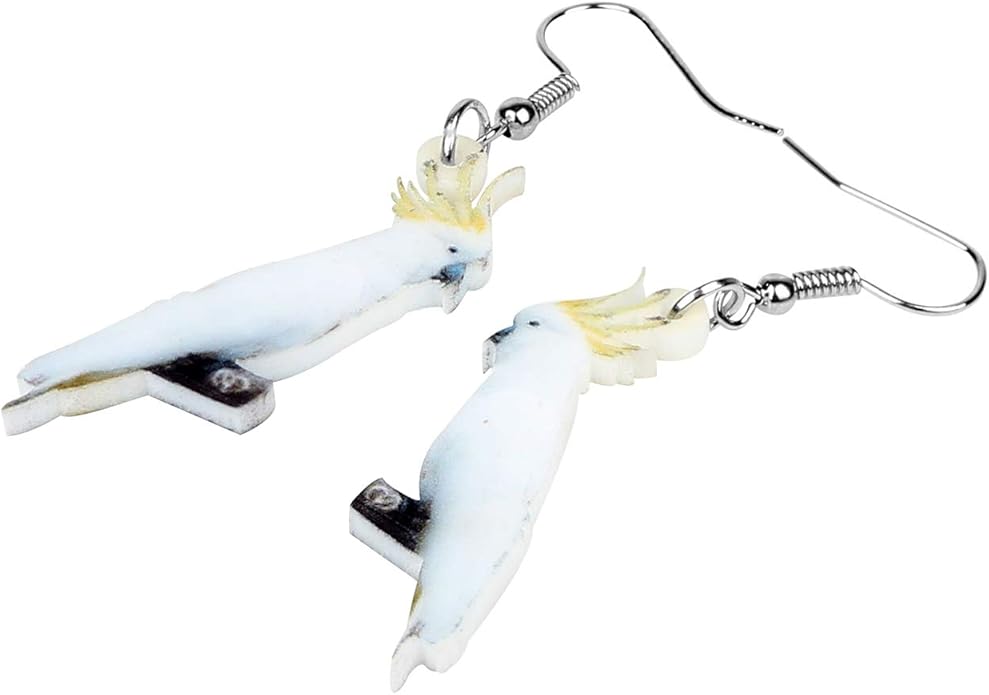 NEWEI Acrylic Cockatiel Gifts Cute Parrot Earrings Dangle for Women Bird Lovers Jewelry Ornament Charms