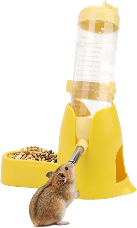 Litewoo 3 in 1 Hamster Water Bottle Small Animal Water Bottle with Food Container Base Hut Hanging Pet Automatic Feeding Drinking Dispenser for Dwarf Hamster Rats Mouse Gerbil Mice