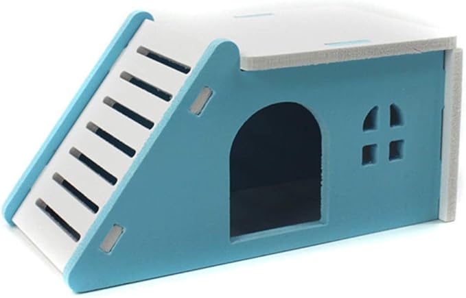 Hamster House Wood Bridge Climb Kit and Exercise Wheel Jogging Running Silent Spinner Flying Saucer Pet Syrian Rat Gerbil Guinea Pig Chipmunk Mouse Parakeet Small Animals