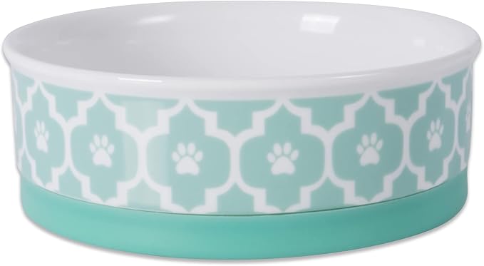 Bone Dry Lattice Collection Pet Bowl & Canister, Medium Set, 6x2", Aqua, 2 Count