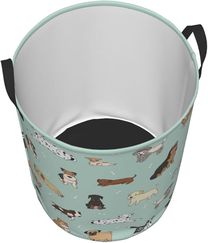 Puppy Dog Cute Animals Round Laundry Hamper Storage Basket Toys Clothes Organizer Bin For Home Bathroom Bedroom Dorm Nursery, 38l