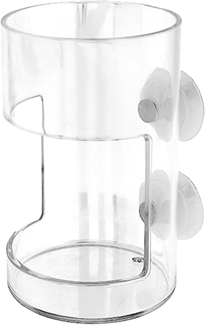 No Mess Aquarium Feeder, Acrylic Clear Fish Tank Feeder with Suction Cup, Preventing Food Scattering Feeding Tray Hollow Floating Sinking Shrimp Food Holders (Round,1)