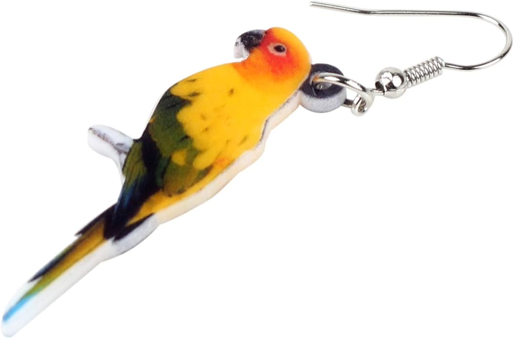 NEWEI Acrylic Cockatiel Gifts Cute Parrot Earrings Dangle for Women Bird Lovers Jewelry Ornament Charms