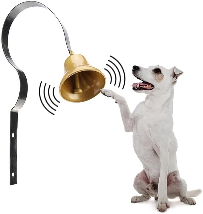 Brass Tinkle Dog Doorbell Dog Training Bells Door Knob Jingle Bells Dog Potty Door Bell Outside Loud Ringing Bells with Screw for Puppy Pets White