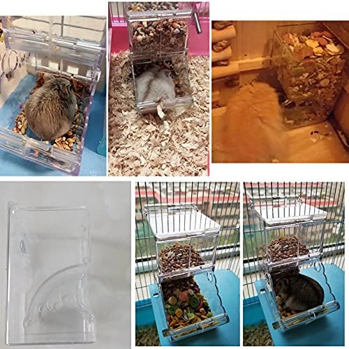 Hamsters Feeder Small Animals Automatic Dispenser Acrylic Clear Pet Food Storage Bowl for Dwarf Hamster Gerbils Mice Hedgehog Guinea Pig Pigeon Parrots (400ML)