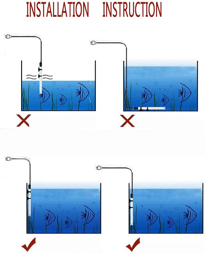 Aquarium Heater Submersible Betta Fish Tank Heater with Suction Cups Auto Thermostat Heater Marine Saltwater and Freshwater (100W)