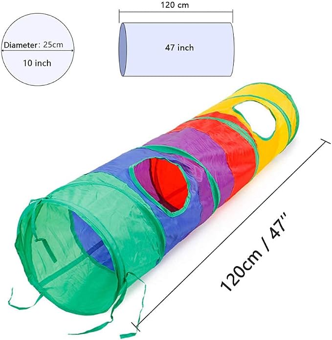 Tfwadmx Bunny Hideout, Rabbit Tunnels and Tubes, 3 Pack of Grass Balls 9.8'' Collapsible Rabbit Hideout Tunnel with Chew Toys for Chinchillas Ferrets Guinea Pigs Gerbils Hamsters Rats