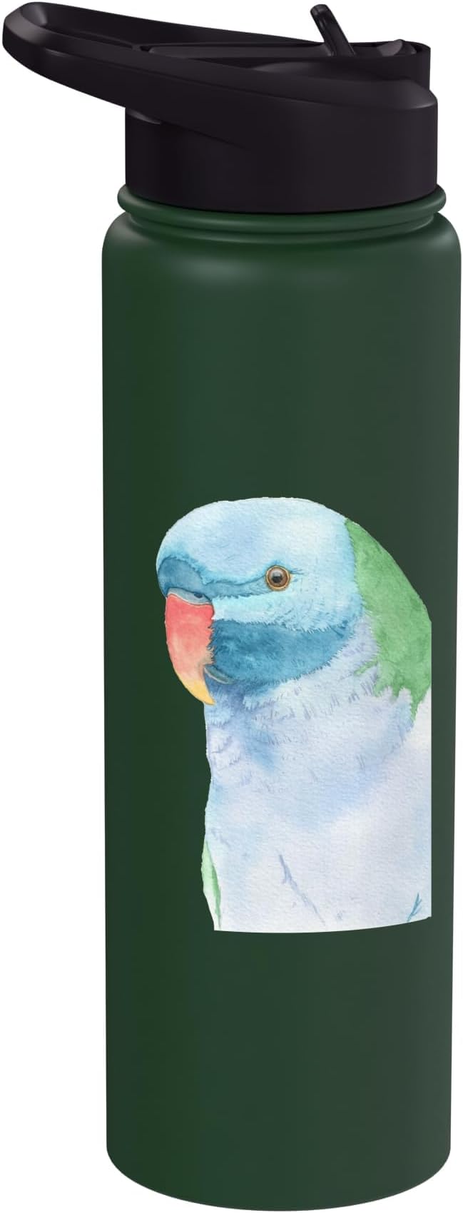Red-brested moustached parakeet watercolor parrot portrait Stainless Steel Insulated Water Bottle