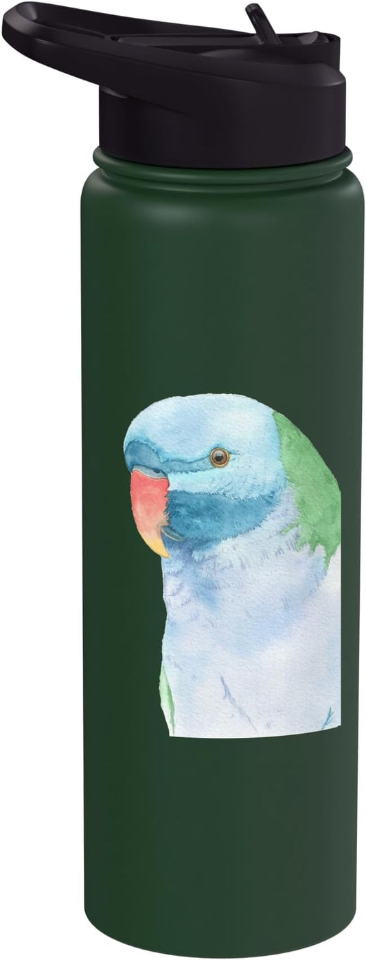 Red-brested moustached parakeet watercolor parrot portrait Stainless Steel Insulated Water Bottle