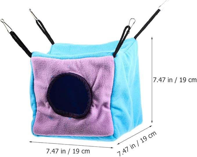YARNOW Small Animals Cage Double-Layer Hanging Hammock with Cube Hideout, Soft Cotton Warm Bed for Squirrels, Ferrets, Hamsters, and Parrots, Comfortable Pet Sleeping Nest
