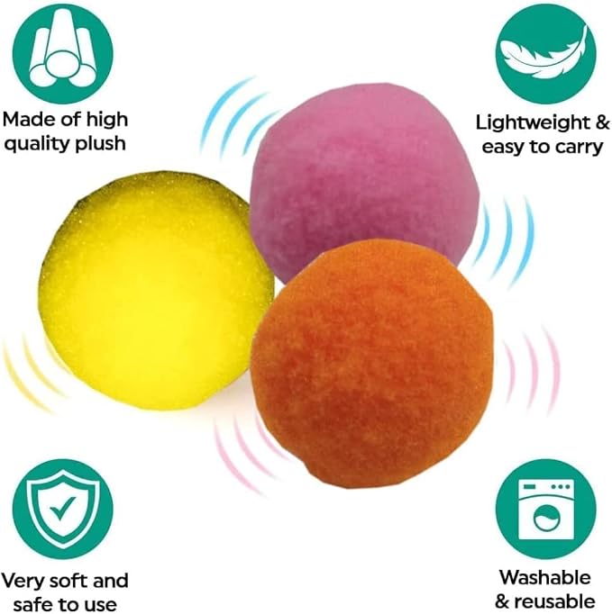 Premium Soft Pom Pom Balls for Kittens - Lightweight, Interactive, Assorted Colors - Plush Toy Balls for Kitten Training and Play - Pet Products for Cats (2.0 Inches 10 Balls)