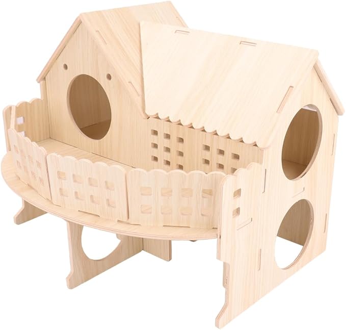 Baby Guinea Pig Maze Wooden House Fun Slide House Double-Decker House, Suitable for Guinea Pigs, Large Syrian Hamsters, Chinchillas Adult Dwarf Gerbils and Other Small Animals(Large Size)