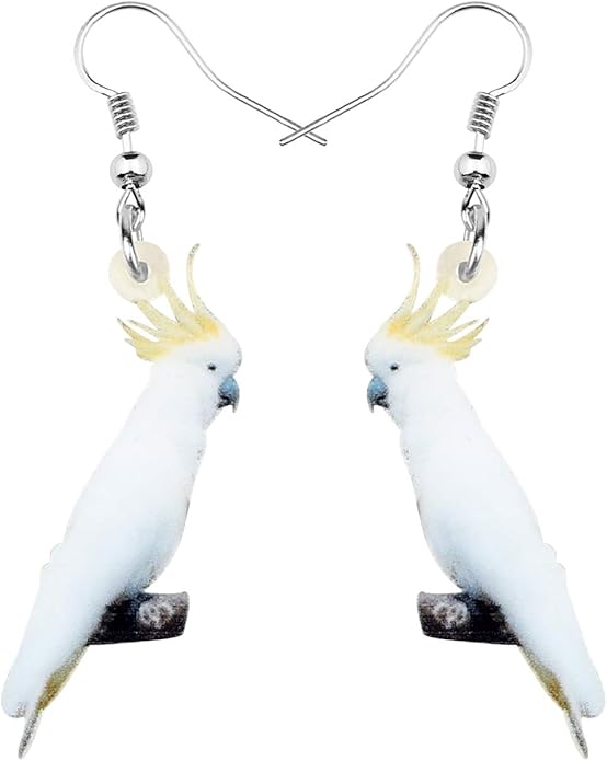 NEWEI Acrylic Cockatiel Gifts Cute Parrot Earrings Dangle for Women Bird Lovers Jewelry Ornament Charms