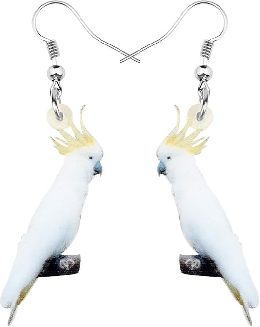 NEWEI Acrylic Cockatiel Gifts Cute Parrot Earrings Dangle for Women Bird Lovers Jewelry Ornament Charms