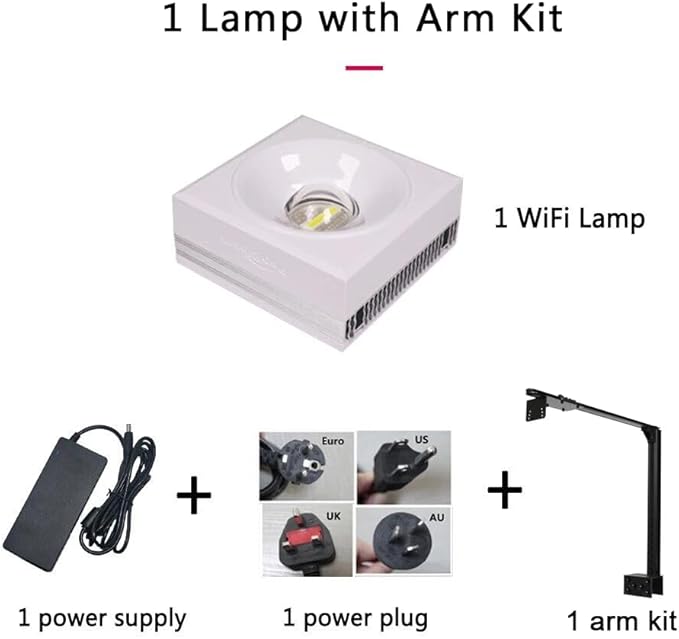 PopBloom RL90 WiFi Reef LED Light, 100W Reef Aquarium Lighting for SPS LPS Corals and Saltwater Fish Tanks, Enhanced Violet and Blue Spectrum,APP Fully Programmable (1 Light with Mount Arm kit)