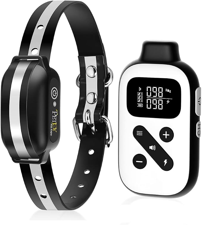 PetJoy Shock Collar for Large Dogs, Bark Collar with Remote, Bark and Training Collar 2 in 1, Auto Bark Collar - Shock, Vibration, Beep and Auto Mode (Level 1-5), Remote Range 2800 Ft
