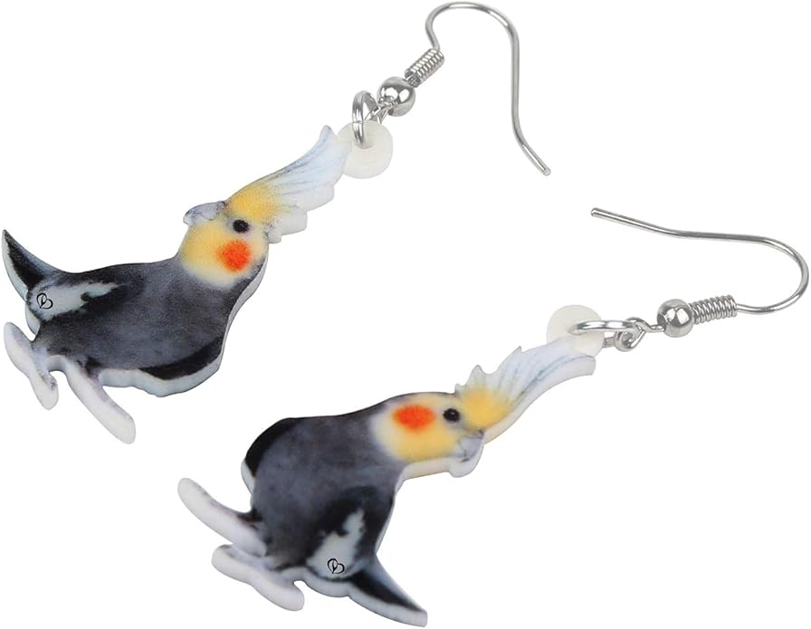 NEWEI Acrylic Cockatiel Gifts Cute Parrot Earrings Dangle for Women Bird Lovers Jewelry Ornament Charms