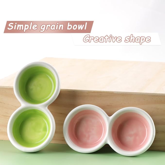 2 Pack Hermit Crab Food and Water Bowl Hamster Ceramic Bowl Anti-Turning Feeding Dish for Hamster Sugar Glider Hermit Crab (Random Color)